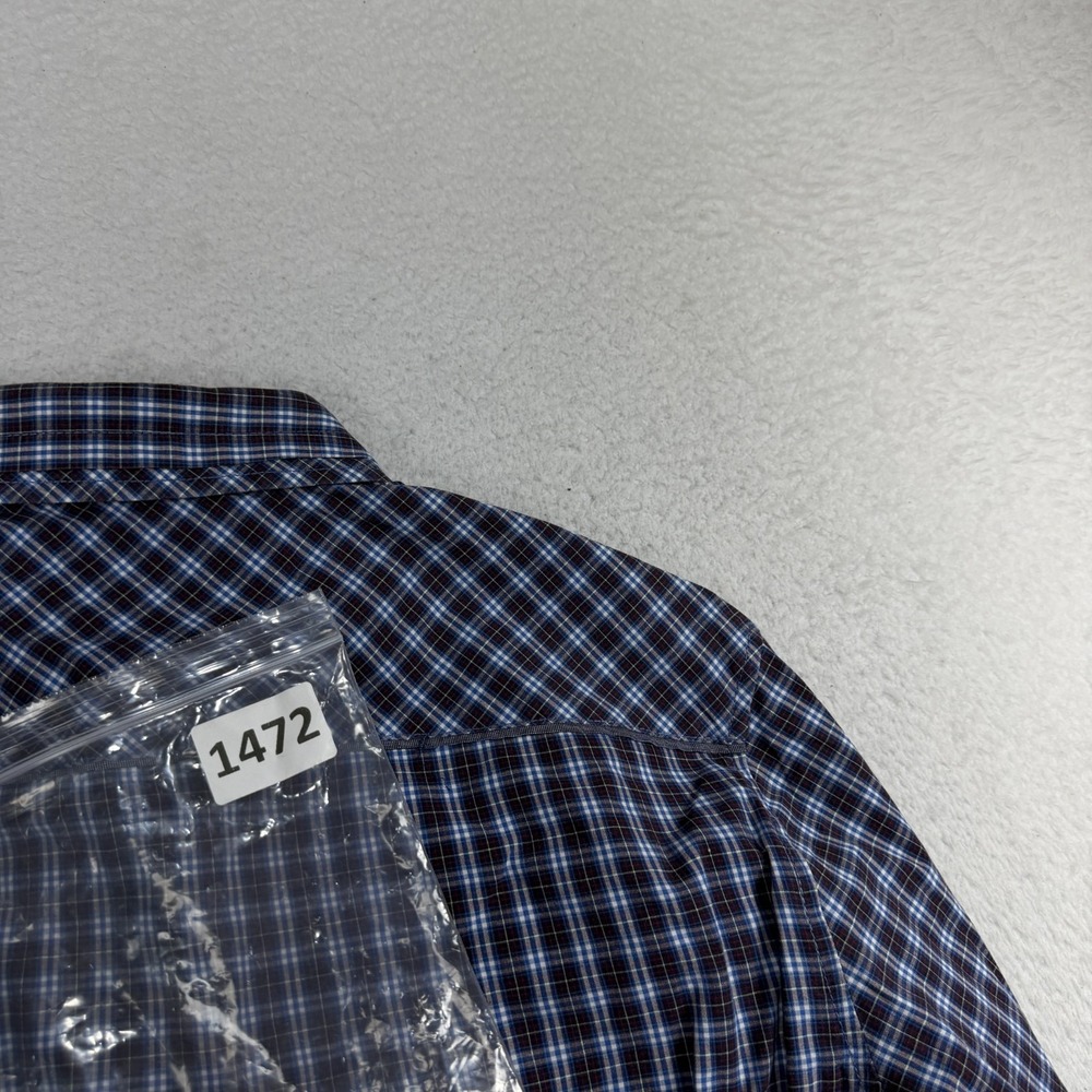 7 Diamonds Shirt Mens Large Plaid Long Sleeve Button Up Casual Pocket Blue 1472 - Picture 8 of 8
